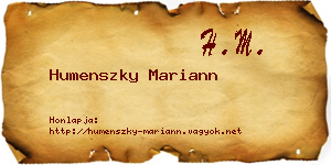 Humenszky Mariann névjegykártya